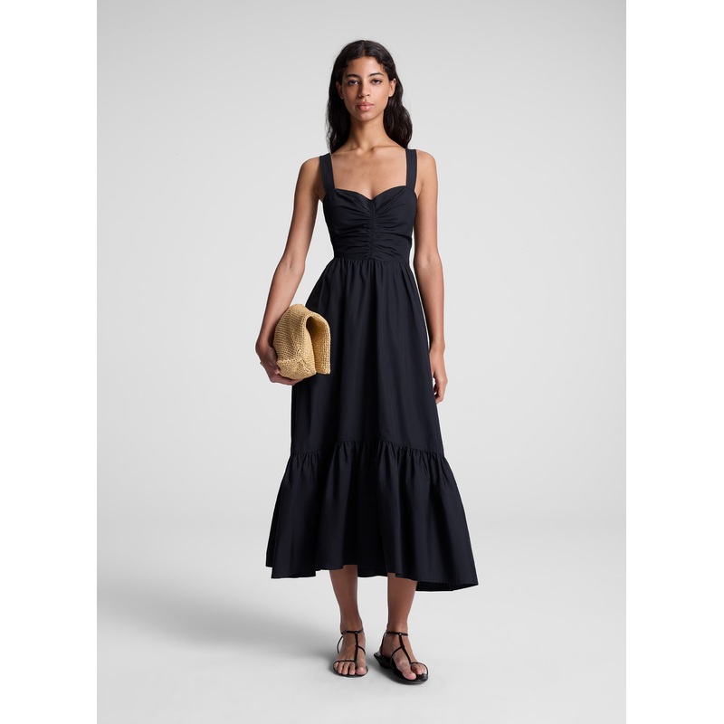 Lilah II Cotton Midi Dress|Black|00|0|2|4|6|8|10|12|14