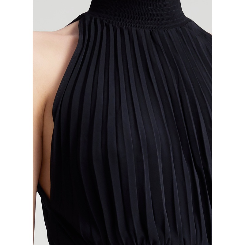 Renzo Matte Pleated Dress|Black|00|0|2|4|6|8|10|12|14
