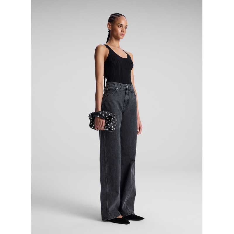 Simone Studded Leather Bag|Black/Silver|OS