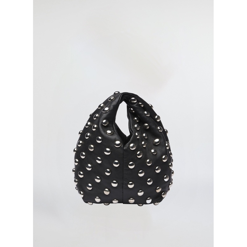 Simone Studded Leather Bag|Black/Silver|OS