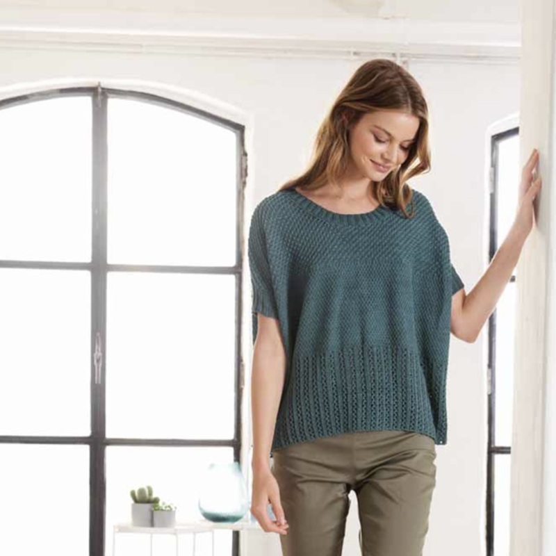 Textured Tee Knitting Kit | Lana Grossa Solo Lino & Knitting Pattern (14-16)