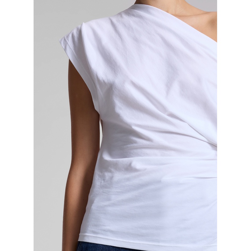 Alice Cotton One Shoulder Tee|White|XS|S|M|L|XL
