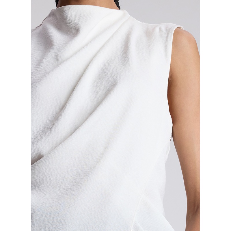 Amira Ruched Sleeveless Top|Off White|00|0|2|4|6|8|10|12|14