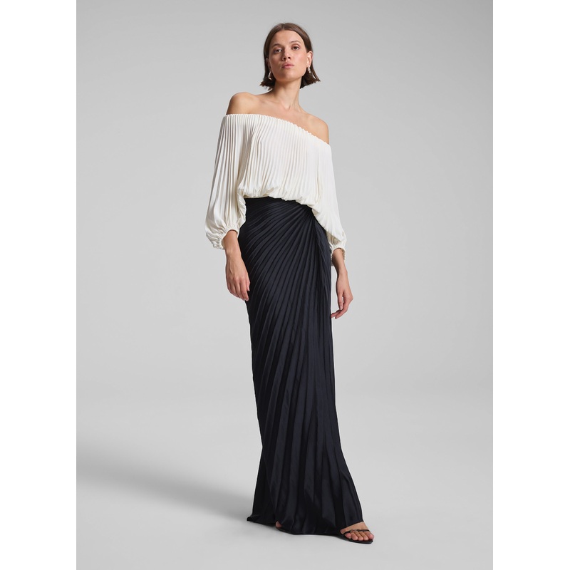 Bianca Satin Pleated Maxi Skirt