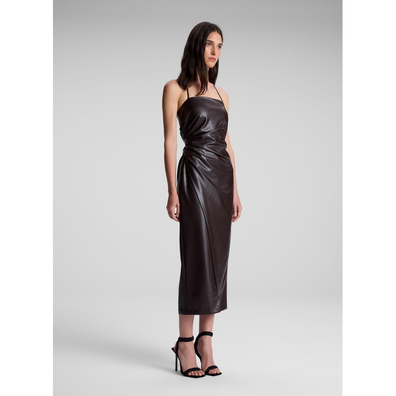 Charlotte Vegan Leather Midi Dress