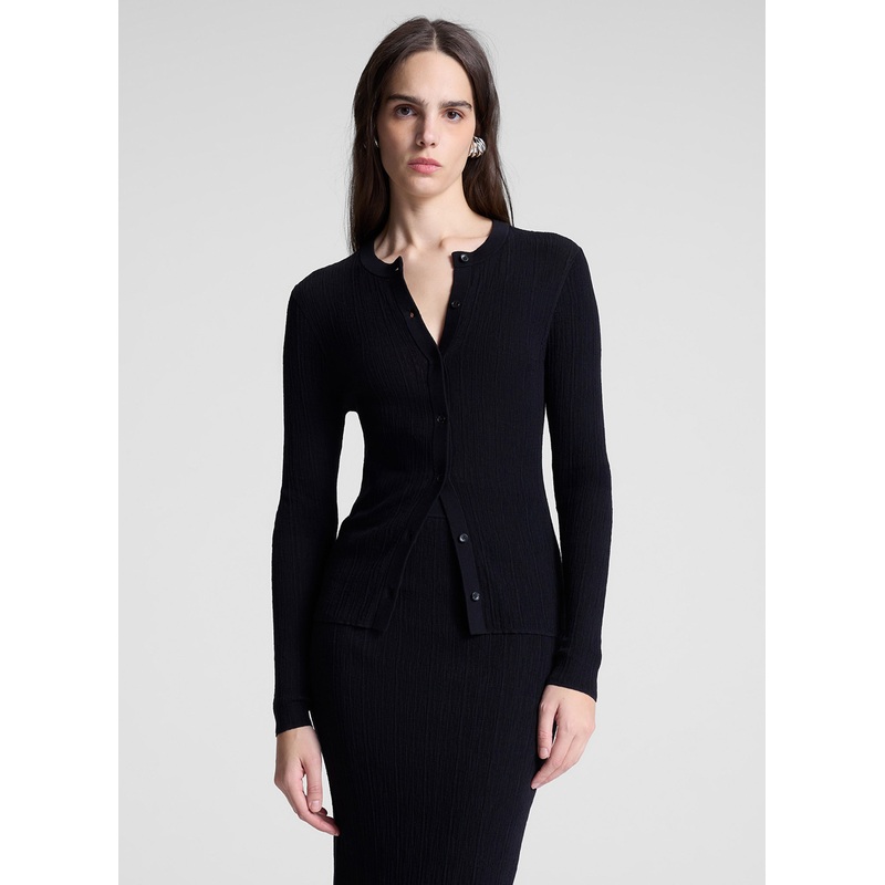 Fisher Fine Cotton Cardigan|Black|XS|S|M|L|XL