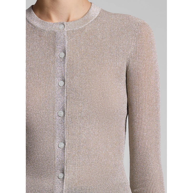 Fisher Fine Lurex Cardigan|Light Gold|XS|S|M|L|XL