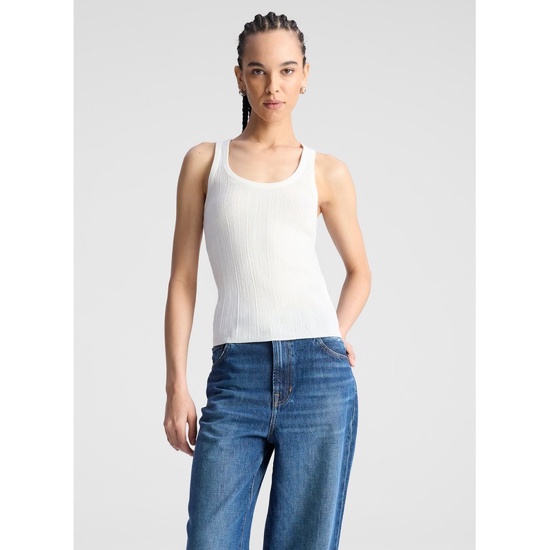Iris Fine Cotton Knit Tank|Bright White|XS|S|M|L|XL