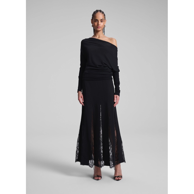 Mira Lace Midi Skirt|Black/Black|00|0|2|4|6|8|10|12|14