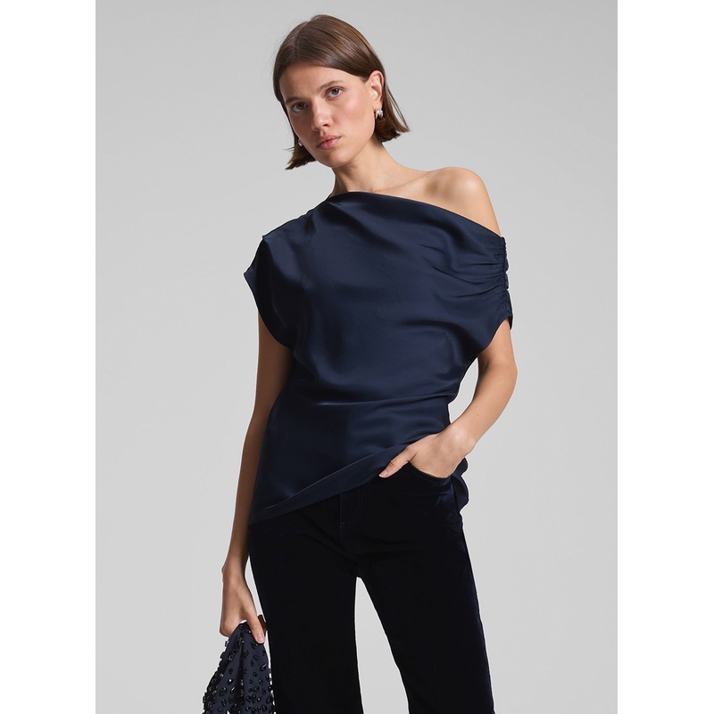 Poppy Satin Top|Dark Sapphire|00|0|2|4|6|8|10|12|14