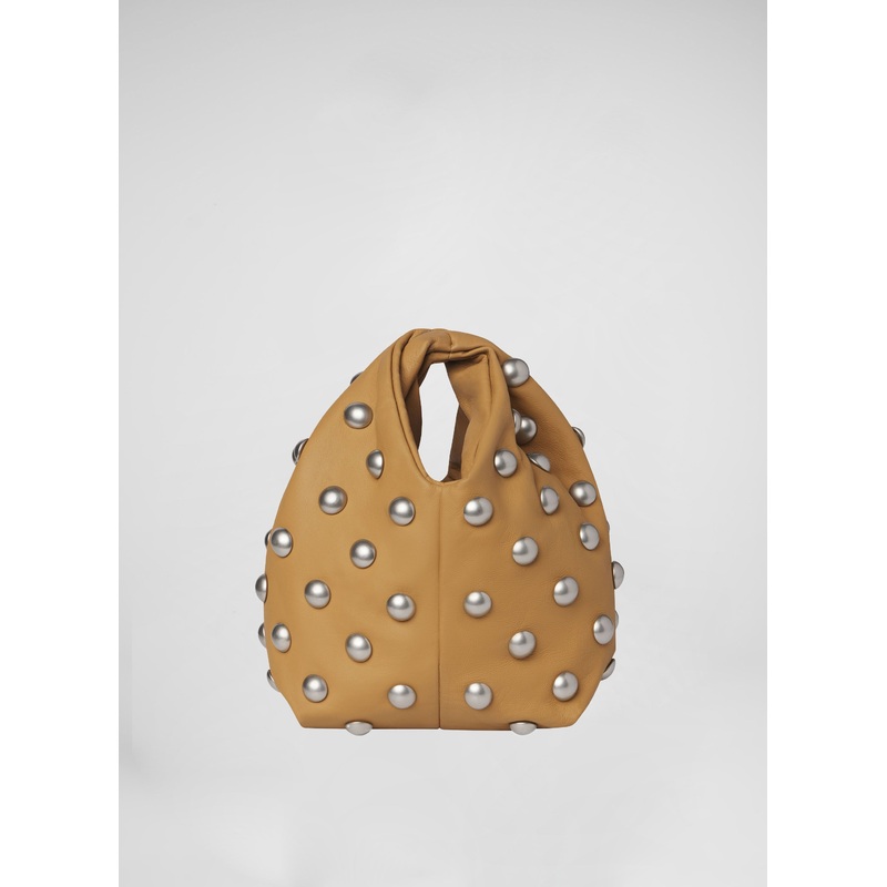 Simone Studded Leather Bag|Camel|OS