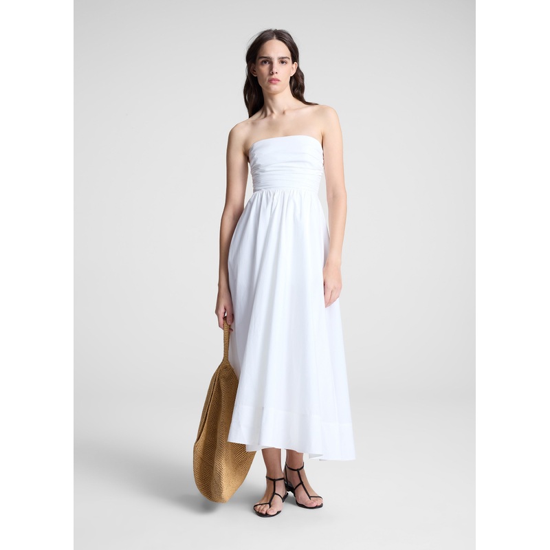 Tate Strapless Midi Dress|White|00|0|2|4|6|8|10|12|14