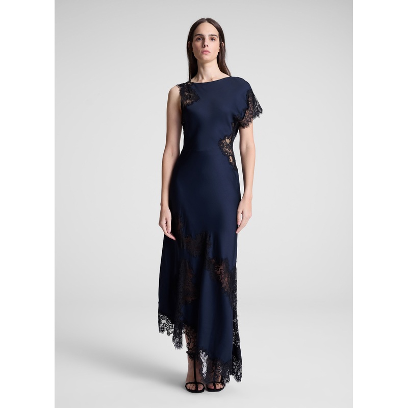 Alessia Satin and Lace Maxi Dress