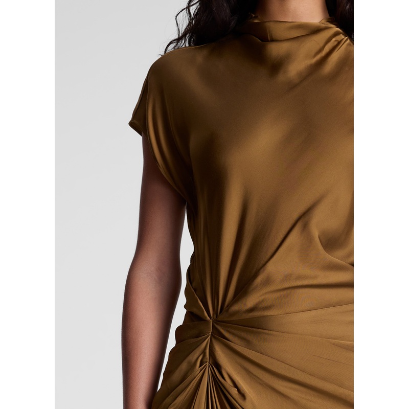 Alma Satin Midi Dress|Aged Bronze|00|0|2|4|6|8|10|12|14