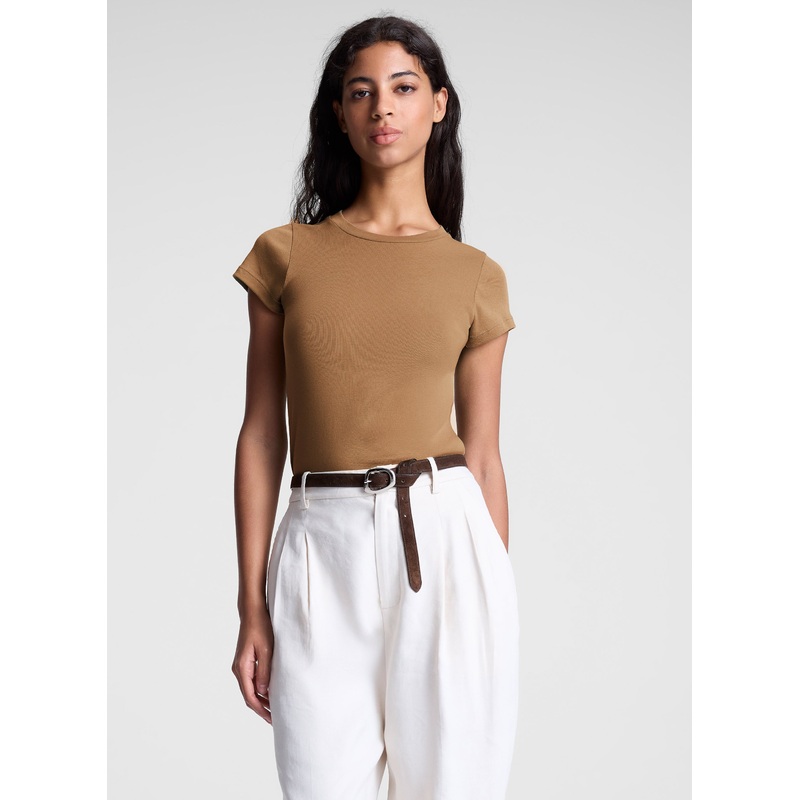 Avery Cotton Rib Baby Tee|Aged Bronze|XS|S|M|L|XL