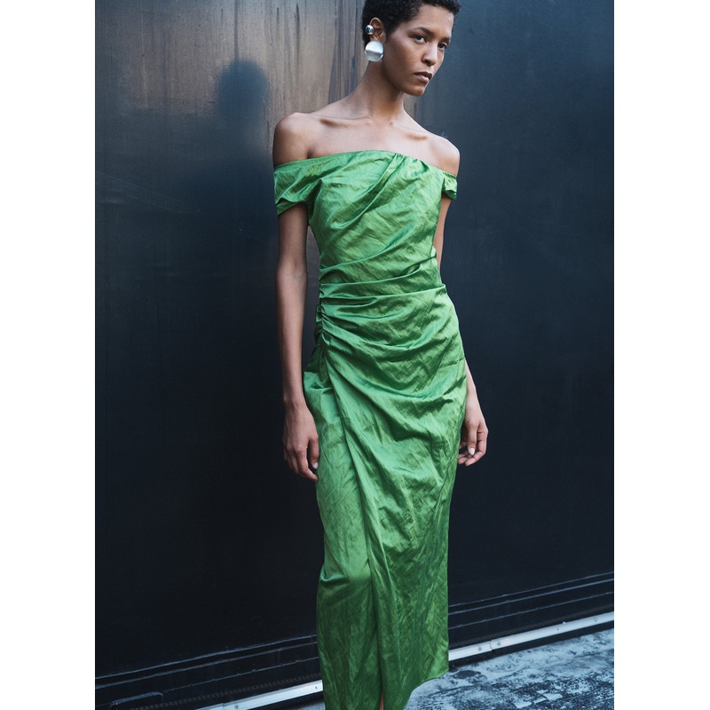 Camille Off Shoulder Satin Dress