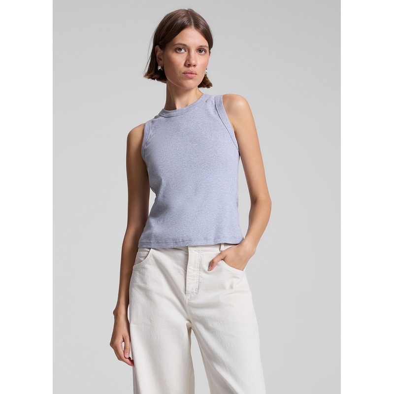 Hadley Cotton Rib Tank|Grey Melange|XS|S|M|L|XL