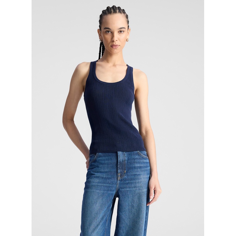 Iris Fine Cotton Knit Tank|Navy|XS|S|M|L|XL