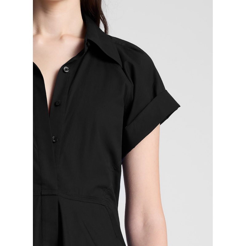 Julie Cotton Mini Shirtdress|Black|00|0|2|4|6|8|10|12|14
