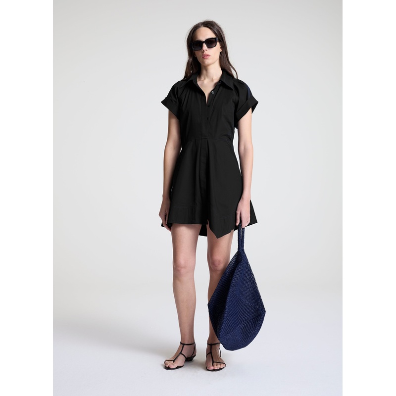 Julie Cotton Mini Shirtdress|Black|00|0|2|4|6|8|10|12|14