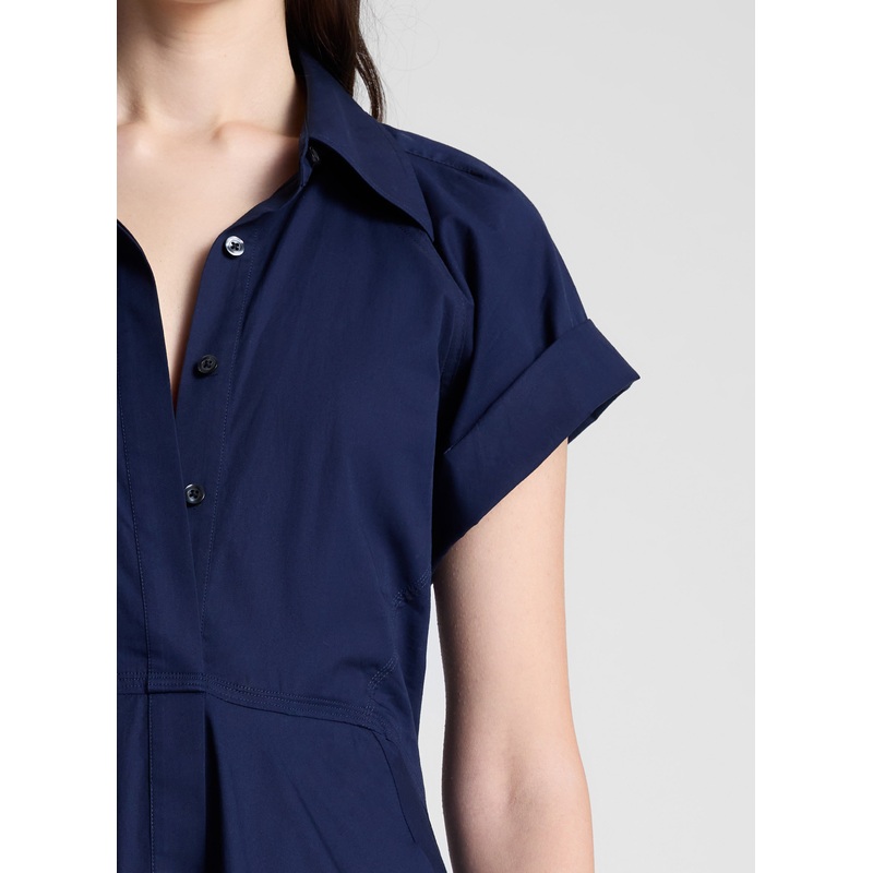 Julie Cotton Mini Shirtdress|Navy|00|0|2|4|6|8|10|12|14