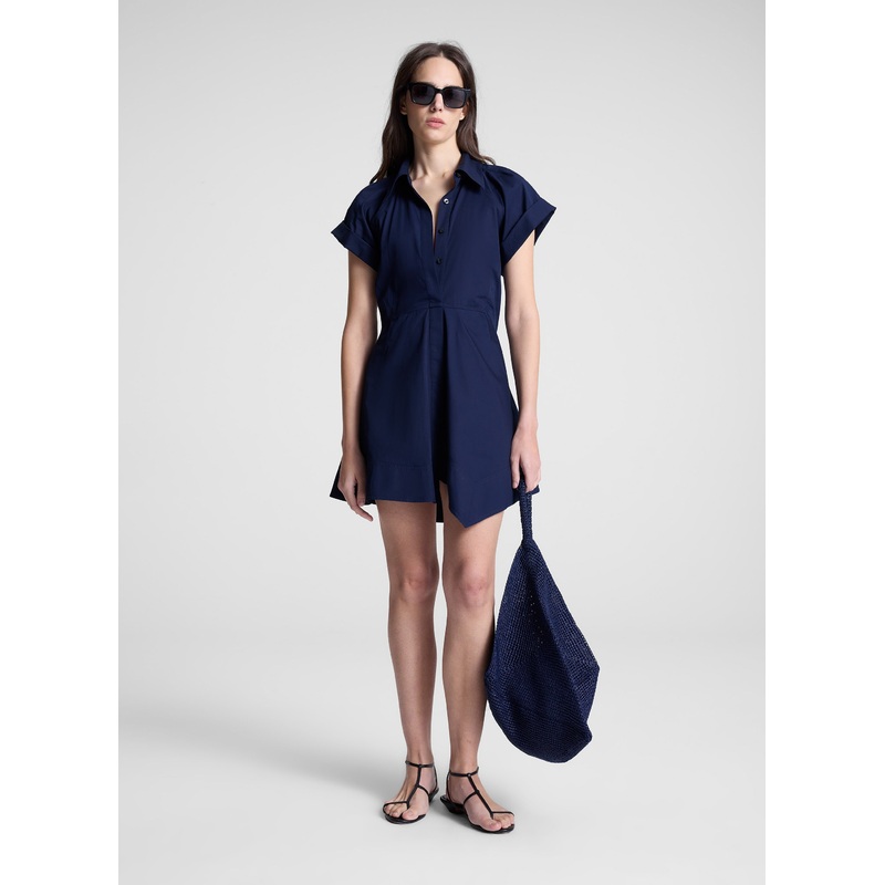 Julie Cotton Mini Shirtdress|Navy|00|0|2|4|6|8|10|12|14