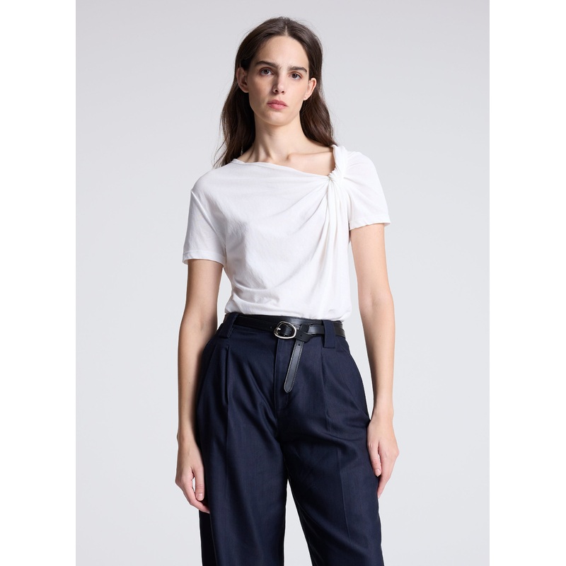 Liz Asymmetric Cotton Crepe Tee