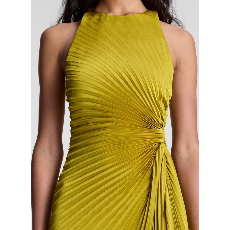 Reagan Satin Pleated Midi Dress