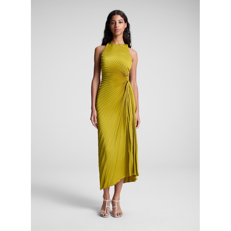 Reagan Satin Pleated Midi Dress