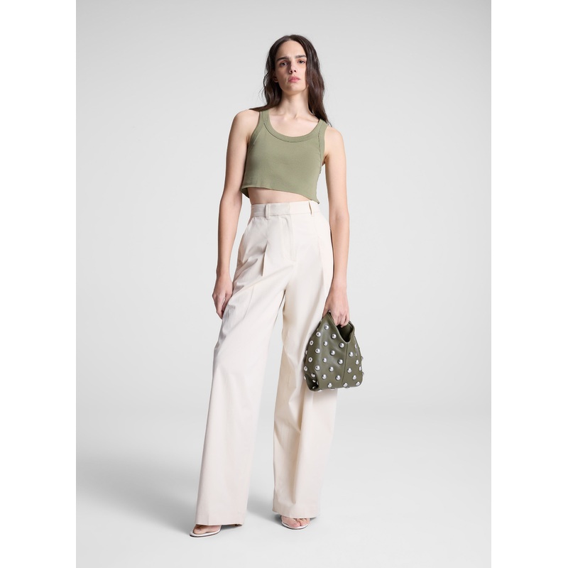 Simone Studded Leather Bag|Army|OS