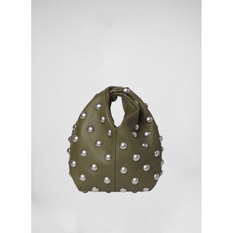 Simone Studded Leather Bag|Army|OS