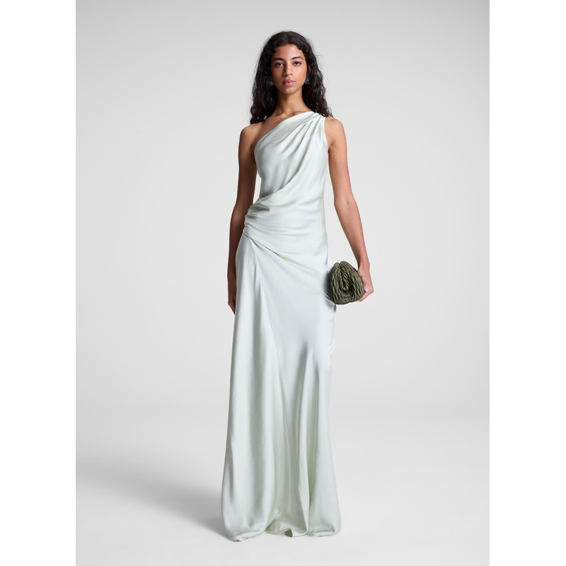 Aster Satin One Shoulder Gown|Spearmint|00|0|2|4|6|8|10|12|14