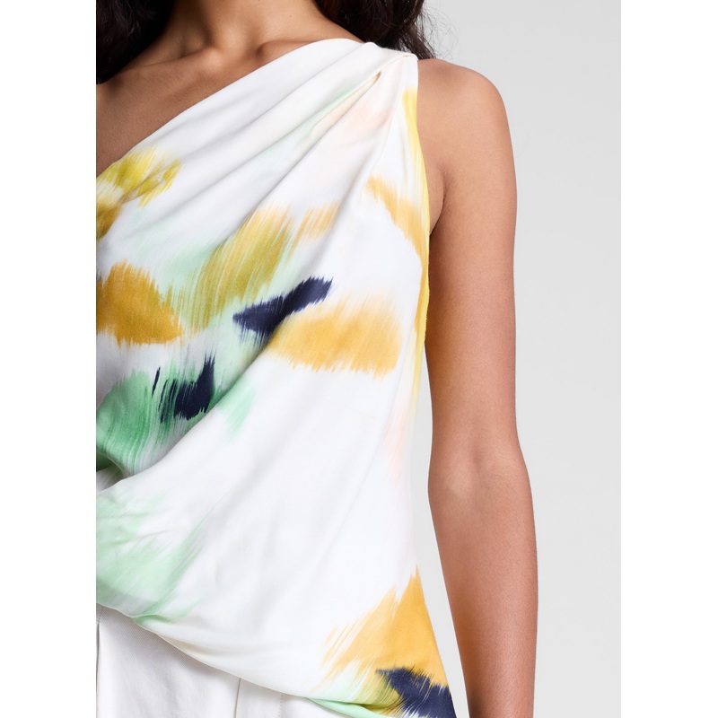 Aster Satin One Shoulder Top|Floral Multi|00|0|2|4|6|8|10|12|14