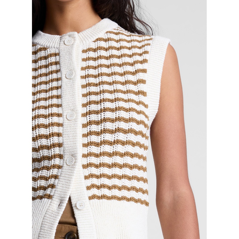 Margo Striped Knit Top|Parchment/Aged Bronze Stripe|XS|S|M|L|XL