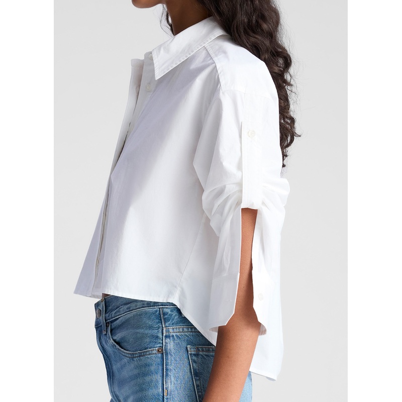 Maude Cropped Cotton Shirt|White|XS|S|M|L|XL