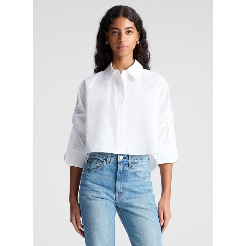 Maude Cropped Cotton Shirt|White|XS|S|M|L|XL
