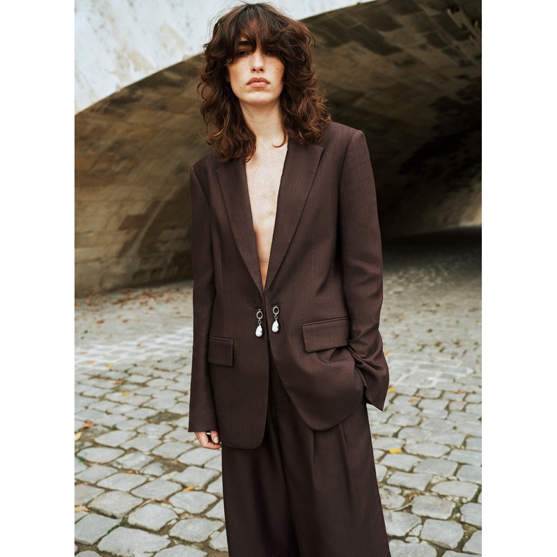 Mel Pearl Embellished Jacket|Dark Carob|00|0|2|4|6|8|10|12|14