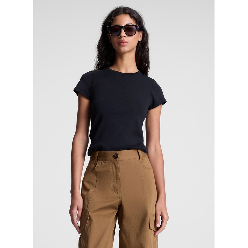 Avery Cotton Rib Baby Tee|Black|XS|S|M|L|XL