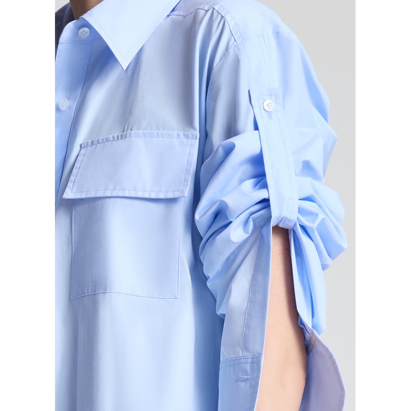 Brooke Cotton Mini Shirtdress|Sky Blue|XXS|XS|S|M|L|XL