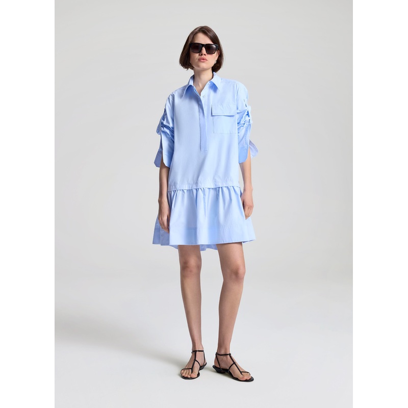 Brooke Cotton Mini Shirtdress|Sky Blue|XXS|XS|S|M|L|XL