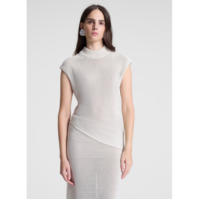 Edith Open Knit Asymmetric Top