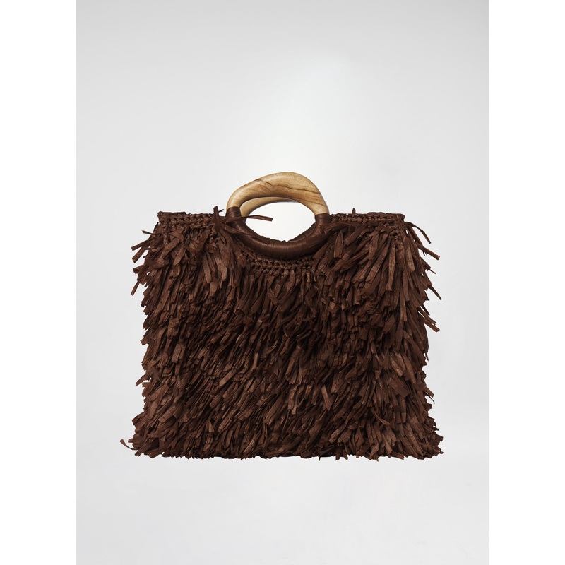 Isa Raffia Bag|Chocolate|OS