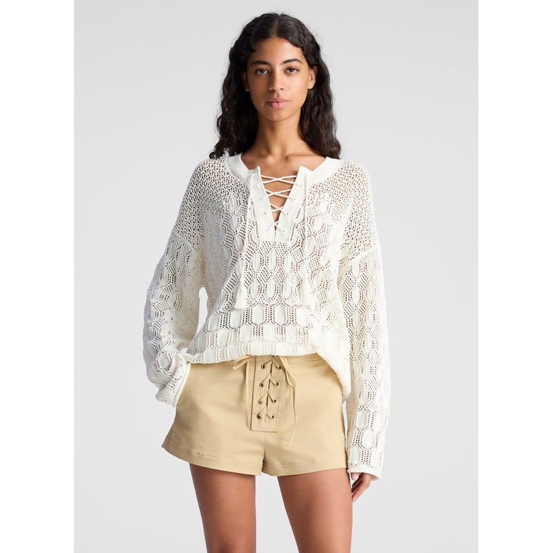 Keri Crochet Knit Sweater|Off White|XS|S|M|L|XL