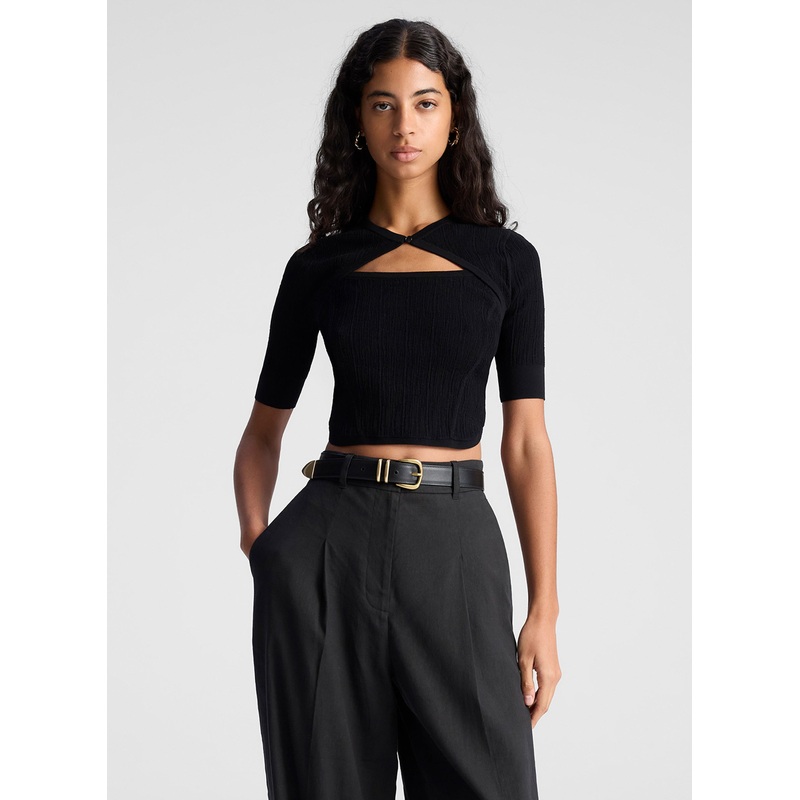 Loma Fine Cotton Knit Top|Black|XS|S|M|L|XL