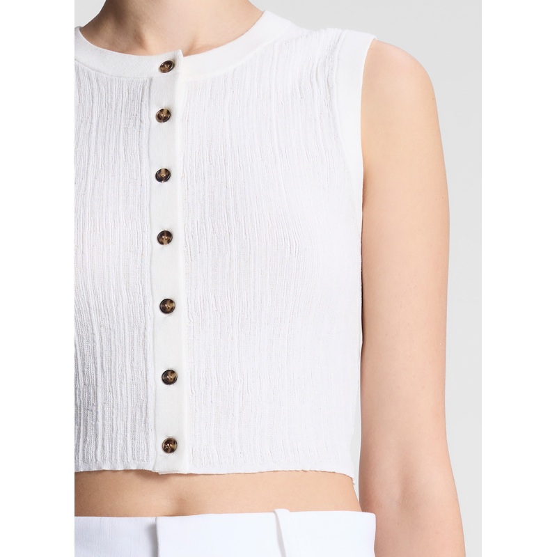 Lottie Cropped Fine Cotton Knit Top