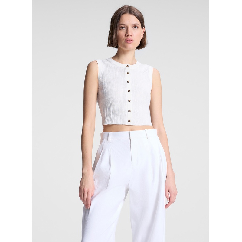 Lottie Cropped Fine Cotton Knit Top