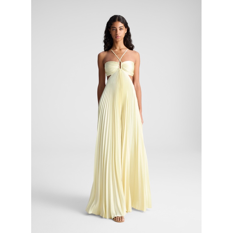 Moira Satin Pleated Maxi Dress