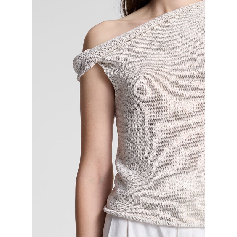Mona Asymmetric Open Knit Top|Creme|XS|S|M|L|XL