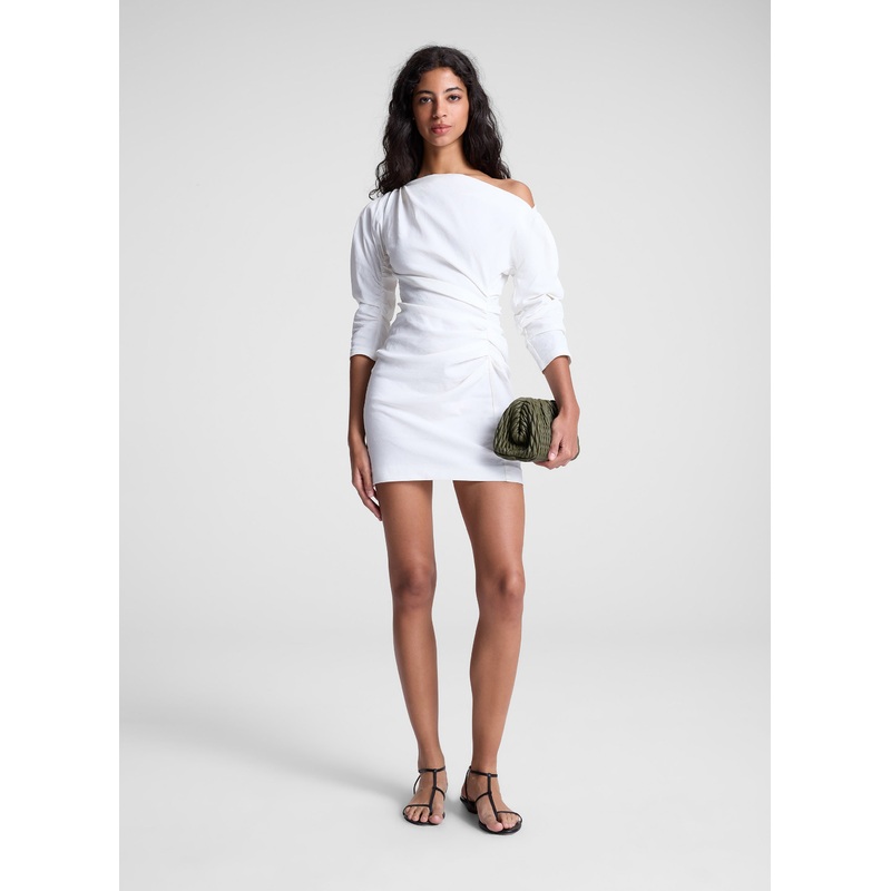 Sona Linen Mini Dress|White|00|0|2|4|6|8|10|12|14