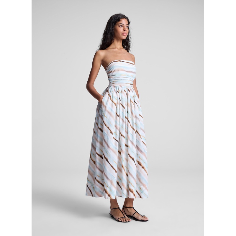 Tara Striped Strapless Midi Dress
